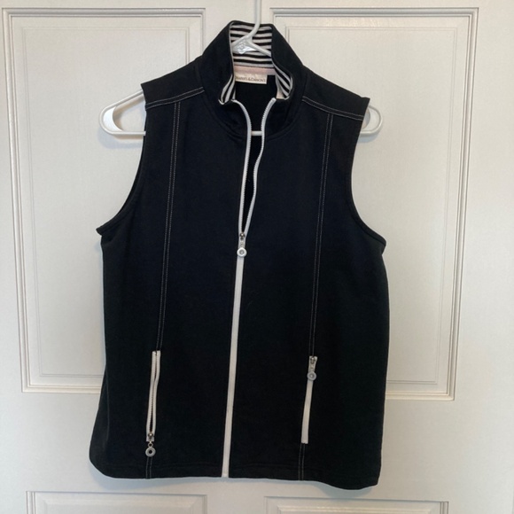 RARE DRAPER'S & DAMON'S Black Zip Front Knit Vest Size Small - Picture 1 of 12
